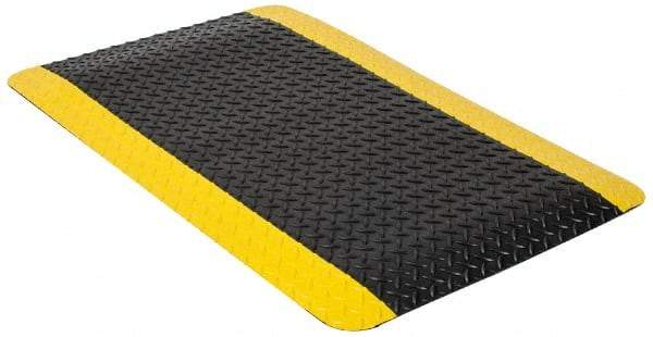 PRO-SAFE - 3' Long x 2' Wide, Dry Environment, Anti-Fatigue Matting - Black with Yellow Borders, Vinyl with Vinyl Sponge Base, Beveled on 4 Sides - A1 Tooling