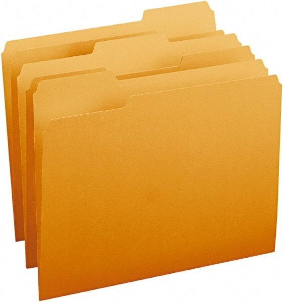 SMEAD - 8-1/2 x 11", Letter Size, Orange, File Folders with Top Tab - 11 Point Stock, Assorted Tab Cut Location - A1 Tooling