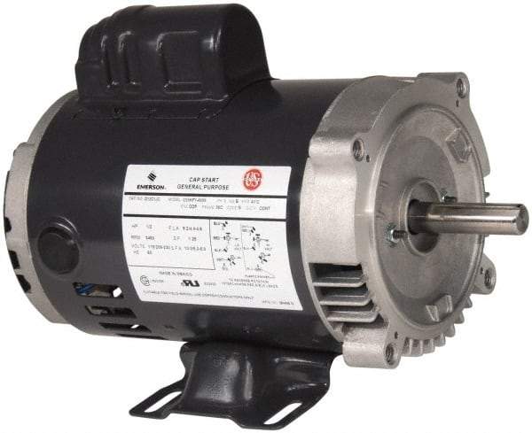 US Motors - 1-1/2 Max hp, 3,600 Max RPM, Single Cap Start Electric AC DC Motor - 115/208-230 V Input, Single Phase, 56HC Frame, 5/8" Shaft Diam, C-Face/Base Mount, ODP Enclosure - A1 Tooling