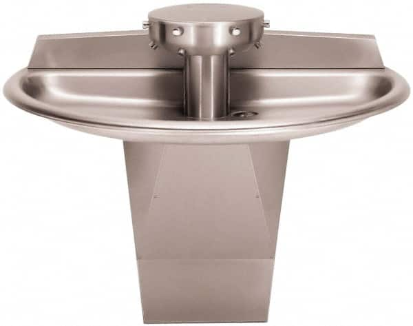 Bradley - Semi-Circular, Foot-Controlled, External Drain, 54" Diam, 4 Person Capacity, Stainless Steel, Wash Fountain - 0.5 GPM - A1 Tooling