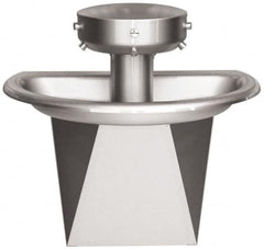 Bradley - Semi-Circular, Infrared Sensor, External Drain, 36" Diam, 3 Person Capacity, Stainless Steel, Wash Fountain - 0.5 GPM - A1 Tooling