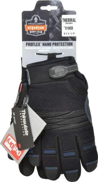 Ergodyne - Size M PVC Coated Cold Protection & Waterproof Work Gloves - Palm & Fingers Coated, Hook & Loop Cuff, Black, Paired - A1 Tooling