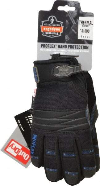 Ergodyne - Size S PVC Coated Cold Protection & Waterproof Work Gloves - Palm & Fingers Coated, Hook & Loop Cuff, Black, Paired - A1 Tooling