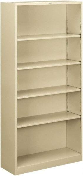 Hon - 5 Shelf, 71" High x 34-1/2" Wide Bookcase - 12-5/8" Deep, Steel, Putty - A1 Tooling