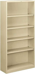 Hon - 5 Shelf, 71" High x 34-1/2" Wide Bookcase - 12-5/8" Deep, Steel, Putty - A1 Tooling