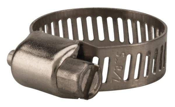 Value Collection - SAE Size 6, 5/16 to 7/8" Diam, Stainless Steel Worm Drive Clamp - 5/16" Wide, Material Grade 201 - A1 Tooling