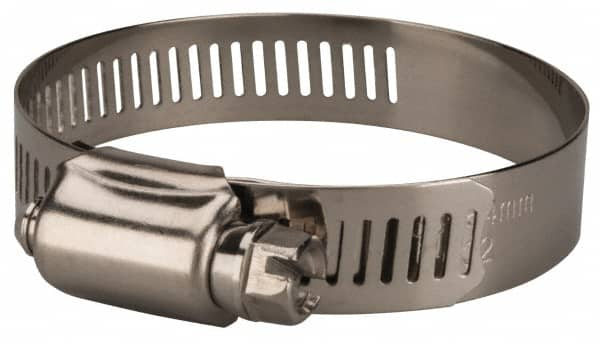 Value Collection - SAE Size 32, 1-1/2 to 2-1/2" Diam, Stainless Steel Worm Drive Clamp - 1/2" Wide, Material Grade 201 - A1 Tooling