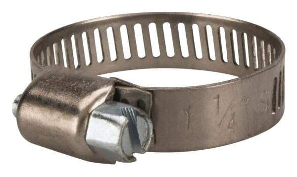 Value Collection - SAE Size 12, 1/2 to 1-1/4" Diam, Stainless Steel/Carbon Steel Worm Drive Clamp - 5/16" Wide, Material Grade 301 - A1 Tooling