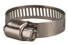 Value Collection - SAE Size 12, 1/2 to 1-1/4" Diam, Stainless Steel Worm Drive Clamp - 5/16" Wide, Material Grade 201 - A1 Tooling