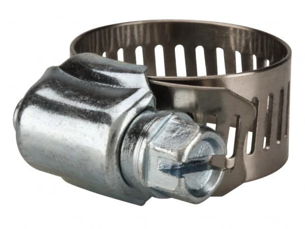 Value Collection - SAE Size 8, 7/16 to 1" Diam, Stainless Steel/Carbon Steel Worm Drive Clamp - 1/2" Wide, Material Grade 201 - A1 Tooling