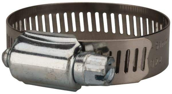 Value Collection - SAE Size 24, 1 to 2" Diam, Stainless Steel/Carbon Steel Worm Drive Clamp - 1/2" Wide, Material Grade 201 - A1 Tooling