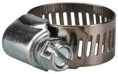 Value Collection - SAE Size 10, 1/2 to 1-1/16" Diam, Stainless Steel/Carbon Steel Worm Drive Clamp - 1/2" Wide, Material Grade 201 - A1 Tooling