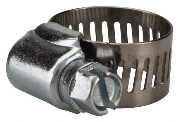 Value Collection - SAE Size 6, 3/8 to 7/8" Diam, Stainless Steel/Carbon Steel Worm Drive Clamp - 1/2" Wide, Material Grade 201 - A1 Tooling