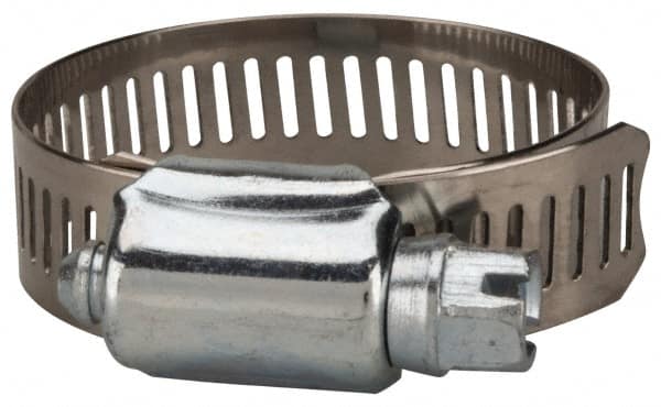 Value Collection - SAE Size 20, 3/4 to 1-3/4" Diam, Stainless Steel/Carbon Steel Worm Drive Clamp - 1/2" Wide, Material Grade 201 - A1 Tooling