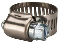 Value Collection - SAE Size 10, 1/2 to 1-1/16" Diam, Stainless Steel/Carbon Steel Worm Drive Clamp - 1/2" Wide, Material Grade 201 - A1 Tooling