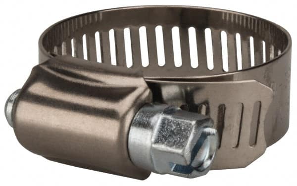 Value Collection - SAE Size 16, 11/16 to 1-1/2" Diam, Stainless Steel/Carbon Steel Worm Drive Clamp - 1/2" Wide, Material Grade 201 - A1 Tooling