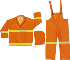 MCR Safety - Size 5XL, Orange, Rain Three Piece Suit - Detachable Hood, Take Up Snaps Ankle, Take Up Snaps Wrist - A1 Tooling