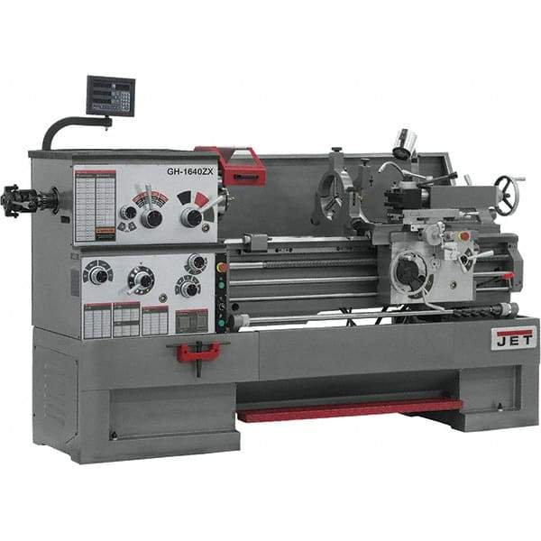 Jet - 16" Swing, 40" Between Centers, 230 Volt, Triple Phase Engine Lathe - 7MT Taper, 7-1/2 hp, 25 to 1,800 RPM, 3-1/8" Bore Diam, 40" Deep x 48" High x 97-1/2" Long - A1 Tooling