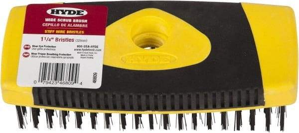 Hyde Tools - Wire Surface Preparation Brush - 1-1/4" Bristle Length, 3/4" Wide, Plastic Overmold Handle - A1 Tooling