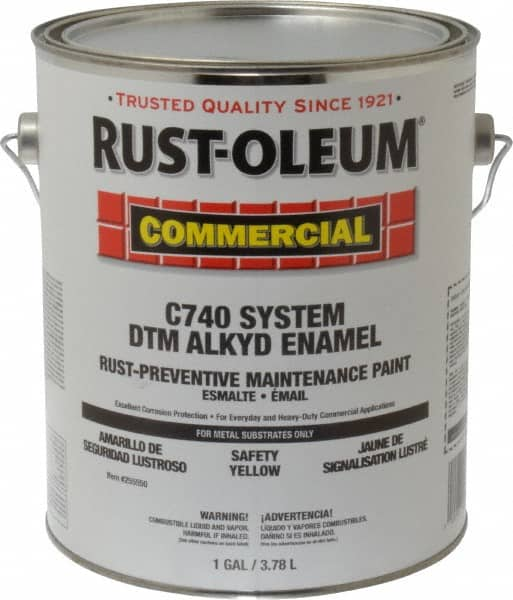 Rust-Oleum - 1 Gal Yellow Gloss Finish Alkyd Enamel Paint - 278 to 509 Sq Ft per Gal, Interior/Exterior, Direct to Metal, <400 gL VOC Compliance - A1 Tooling