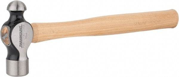 Paramount - 1 Lb Head Ball Pein Hammer - Wood Handle, 13-3/4" OAL - A1 Tooling