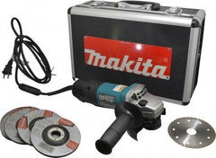 Makita - 4-1/2" Wheel Diam, 10,000 RPM, Corded Angle & Disc Grinder - 5/8-11 Spindle, 120 Volts, 7.5 Amps - A1 Tooling