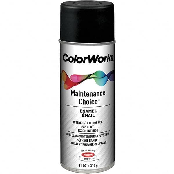 Krylon - Black, Flat, Enamel Spray Paint - 15 to 18 Sq Ft per Can, 16 oz Container, Use on General Industrial Maintenance & Touch-up Work - A1 Tooling