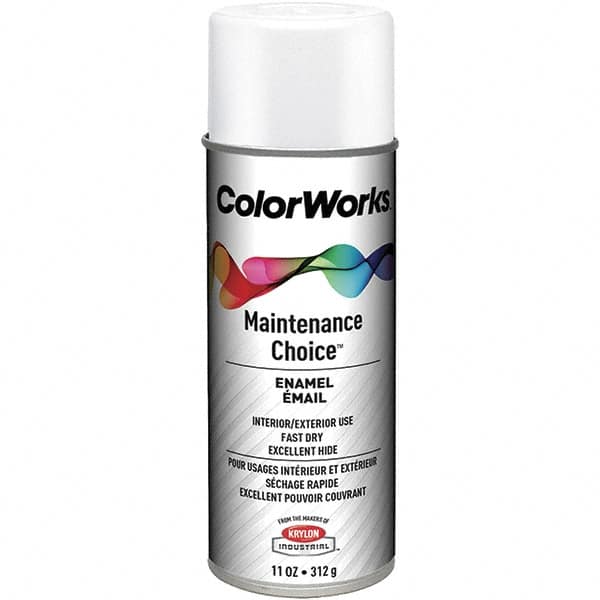 Krylon - White, Flat, Enamel Spray Paint - 15 to 18 Sq Ft per Can, 16 oz Container, Use on General Industrial Maintenance & Touch-up Work - A1 Tooling