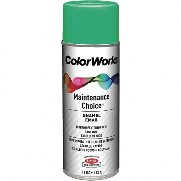 Krylon - Safety Green, Enamel Spray Paint - 15 to 18 Sq Ft per Can, 16 oz Container, Use on General Industrial Maintenance & Touch-up Work - A1 Tooling