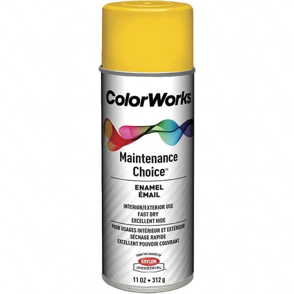 Krylon - Safety Yellow, Enamel Spray Paint - 15 to 18 Sq Ft per Can, 16 oz Container, Use on General Industrial Maintenance & Touch-up Work - A1 Tooling