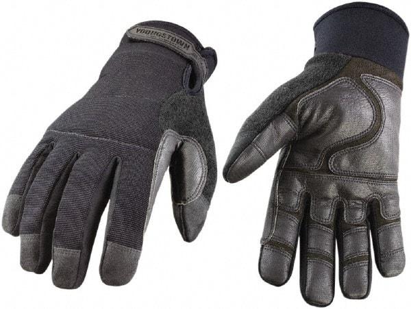 Youngstown - Size S (7) Synthetic Leather/Microfleece Waterproof & Cold & Heat Protection Work Gloves - For General Purpose, Uncoated, Hook & Loop Cuff, Full Fingered, Stealth, Paired - A1 Tooling