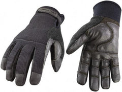 Youngstown - Size M (8) Synthetic Leather/Microfleece Waterproof & Cold & Heat Protection Work Gloves - For General Purpose, Uncoated, Hook & Loop Cuff, Full Fingered, Stealth, Paired - A1 Tooling