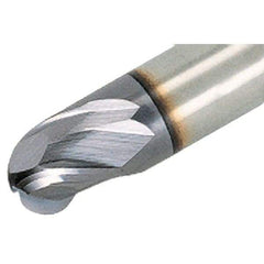 Iscar - 4mm Diam, 7mm LOC, 3 Flute Solid Carbide Ball End Mill - TiAlN Finish, Single End, 57mm OAL, 6mm Shank Diam, Spiral Flute - A1 Tooling