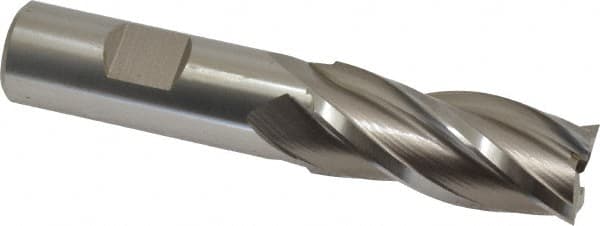 Hertel - 13/16", 1-7/8" LOC, 3/4" Shank Diam, 4-1/8" OAL, 4 Flute, High Speed Steel Square End Mill - Single End, Uncoated, Spiral Flute, 30° Helix, Right Hand Cut, Right Hand Flute - A1 Tooling