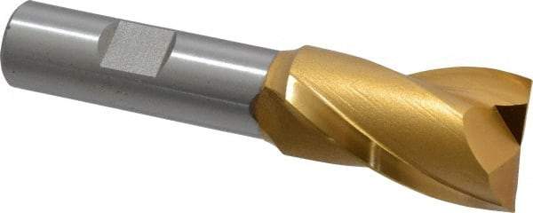 Hertel - 15/16", 1-1/2" LOC, 5/8" Shank Diam, 3-5/8" OAL, 2 Flute, High Speed Steel Square End Mill - Single End, TiN Finish, Centercutting - A1 Tooling