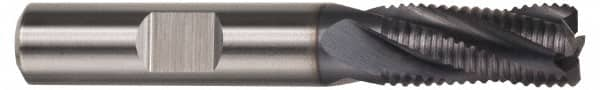 Hertel - 1/2" Diam, Fine Pitch, 1-1/4" LOC, 4 Flute Cobalt Roughing Square End Mill - TiCN Finish, 3-1/4" OAL, 1/2" Shank Diam, Single End, 30° Helix - A1 Tooling