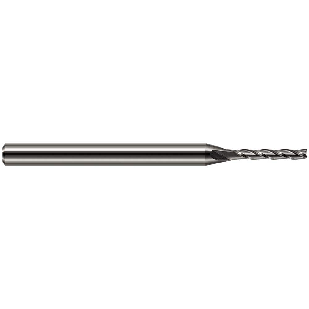 Square End Mill: 1/64'' Dia, 1/16'' LOC, 1/8'' Shank Dia, 2-1/2'' OAL, 3 Flutes, Solid Carbide Single End, Uncoated, 30 ° Helix, Centercutting, RH Cut, RH Flute