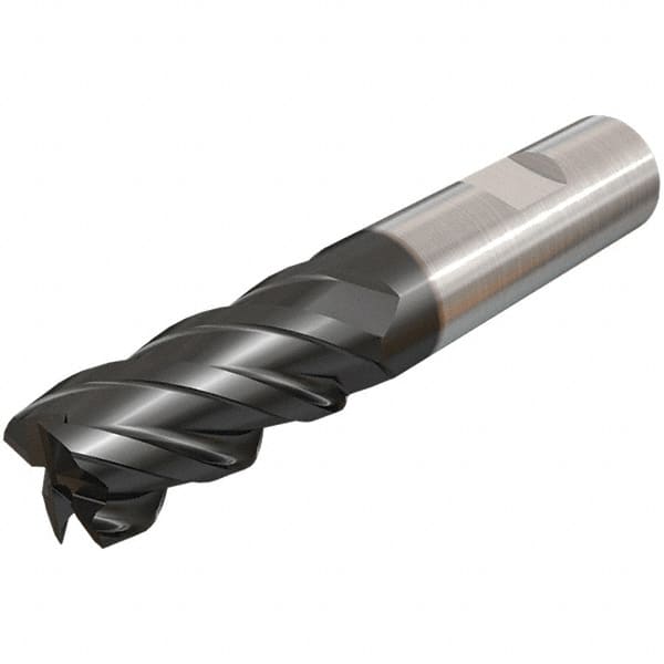 Iscar - 8mm, 20mm LOC, 8mm Shank Diam, 63mm OAL, 4 Flute, Solid Carbide Square End Mill - Single End, TiAlN Finish, Spiral Flute, 45° Helix, Right Hand Cut, Right Hand Flute - A1 Tooling