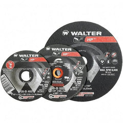 WALTER Surface Technologies - 24 Grit, 7" Wheel Diam, 1/4" Wheel Thickness, 7/8" Arbor Hole, Type 27 Depressed Center Wheel - Aluminum Oxide, Resinoid Bond, 8,600 Max RPM - A1 Tooling