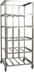 Marlin Steel Wire Products - 21-21/32" Wide x 30-1/2" Long x 12-1/4" High Storage Rack Cart - 4 Shelf, 4 Slot, Stainless Steel, 4 Swivel Casters - A1 Tooling