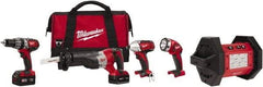 Milwaukee Tool - 18 Volt Cordless Tool Combination Kit - Includes 1/2" Hammer Drill, 1/4" Hex Impact Driver & Sawzall Reciprocating Saw, Lithium-Ion Battery Included - A1 Tooling