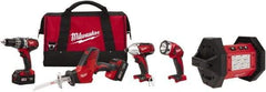 Milwaukee Tool - 18 Volt Cordless Tool Combination Kit - Includes 1/2" Hammer Drill, 1/4" Hex Impact Driver & One-Handed Hackzall Reciprocating Saw, Lithium-Ion Battery Included - A1 Tooling