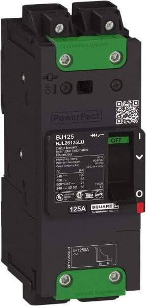 Square D - 30 Amp, 600Y/347 VAC, 2 Pole, Unit Mount B-Frame Circuit Breaker - Thermal-Magnetic Trip, 25 kA at 240 VAC, 18 kA at 277 VAC, 14 kA at 600Y/347 VAC Breaking Capacity, 14-3/0 AWG - A1 Tooling