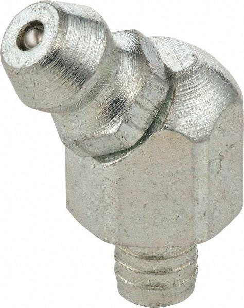 Umeta - 65° Head Angle, 3/16 Drive-In Steel Drive-In Grease Fitting - 3/8" Hex, 0.7031" Overall Height, Zinc Plated Finish - A1 Tooling