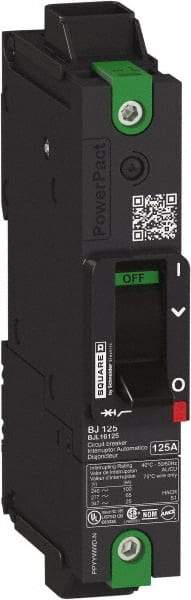 Square D - 125 Amp, 347 VAC, 1 Pole, Unit Mount B-Frame Circuit Breaker - Thermal-Magnetic Trip, 25 kA at 240 VAC, 18 kA at 277 VAC, 14 kA at 347 VAC Breaking Capacity, 14-3/0 AWG - A1 Tooling