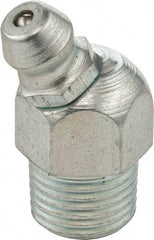 Umeta - 30° Head Angle, 1/8 PTF Steel Standard Grease Fitting - 7/16" Hex, 0.9063" Overall Height, Zinc Plated Finish - A1 Tooling