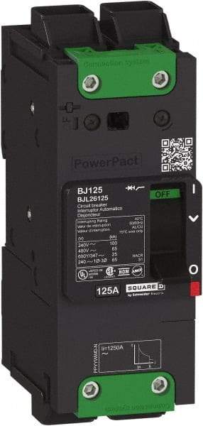 Square D - 80 Amp, 600Y/347 VAC, 2 Pole, Unit Mount B-Frame Circuit Breaker - Thermal-Magnetic Trip, 25 kA at 240 VAC, 18 kA at 277 VAC, 14 kA at 600Y/347 VAC Breaking Capacity, 14-3/0 AWG - A1 Tooling