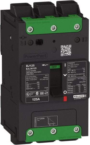 Square D - 15 Amp, 347 VAC, 1 Pole, Panel Mount B-Frame Circuit Breaker - Thermal-Magnetic Trip, 100 kA at 240 VAC, 25 kA at 347 VAC, 65 kA at 277 VAC Breaking Capacity, 14-2/0 AWG - A1 Tooling