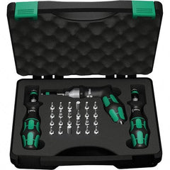 Wera - 28 Piece, 2-1/2 to 55 In/Lb, Ergo Cushion Grip Driver Adjustable Torque Limiting Screwdriver Kit - 1/4" Drive - A1 Tooling