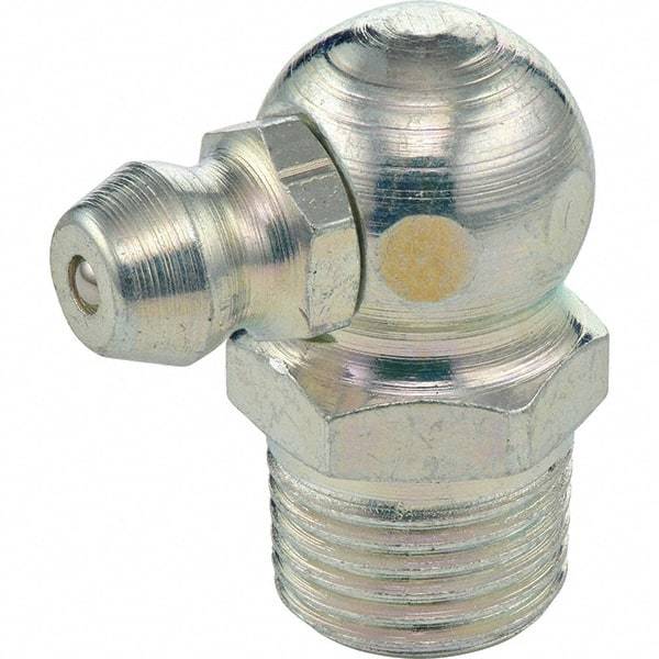 Umeta - 90° Head Angle, 1/8 PTF Stainless Steel Standard Grease Fitting - 7/16" Hex, 7/8" Overall Height - A1 Tooling